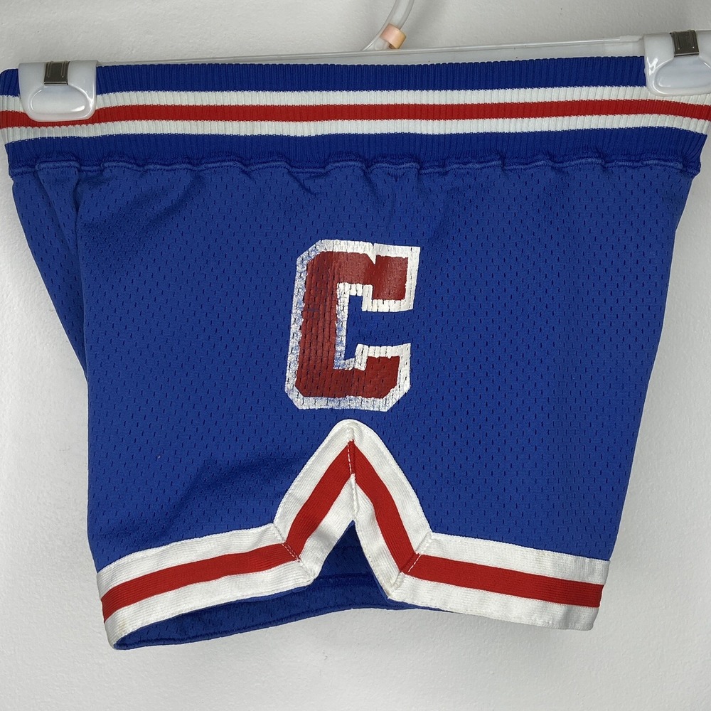 Vtg 70s Sand Knit Basketball Medalist Shorts Mens 32 Blue Red White C Logo USA‎